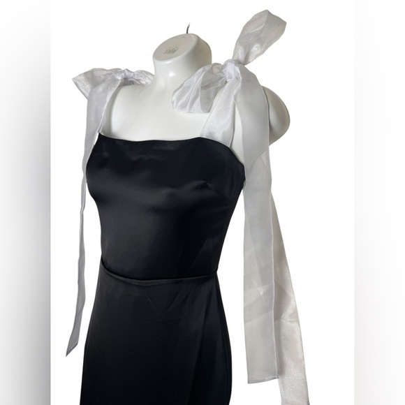 New Reformation Kacia Satin Bow Strap Dress - Picture 8 of 16